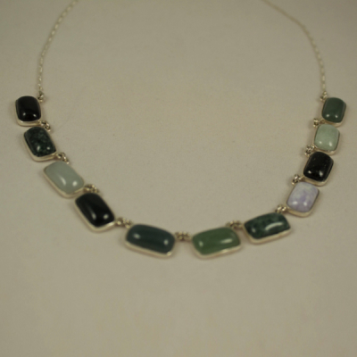 Multicolor Square jade necklace